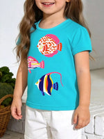 Children's Fish Print Short Sleeve T-Shirt
