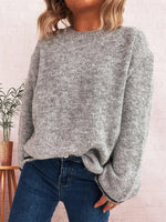 Contrast Trim Round Neck Cozy Sweater