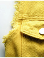 Full Size Button Down Raw Hem Sleeveless Denim Jacket Plus Size