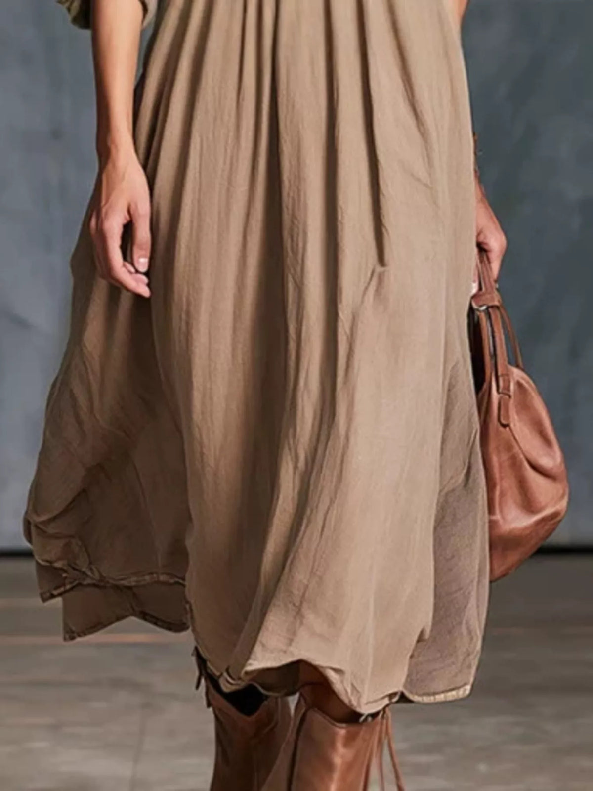 Sleeveless Denim Patchwork Midi Dress