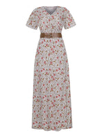 Full Size Printed V-Neck Short Sleeve Maxi Dress Plus Size