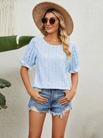 Printed Puff Sleeve Casual Blouse