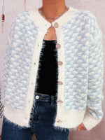 Fluffy Textured Button-Up Cardigan