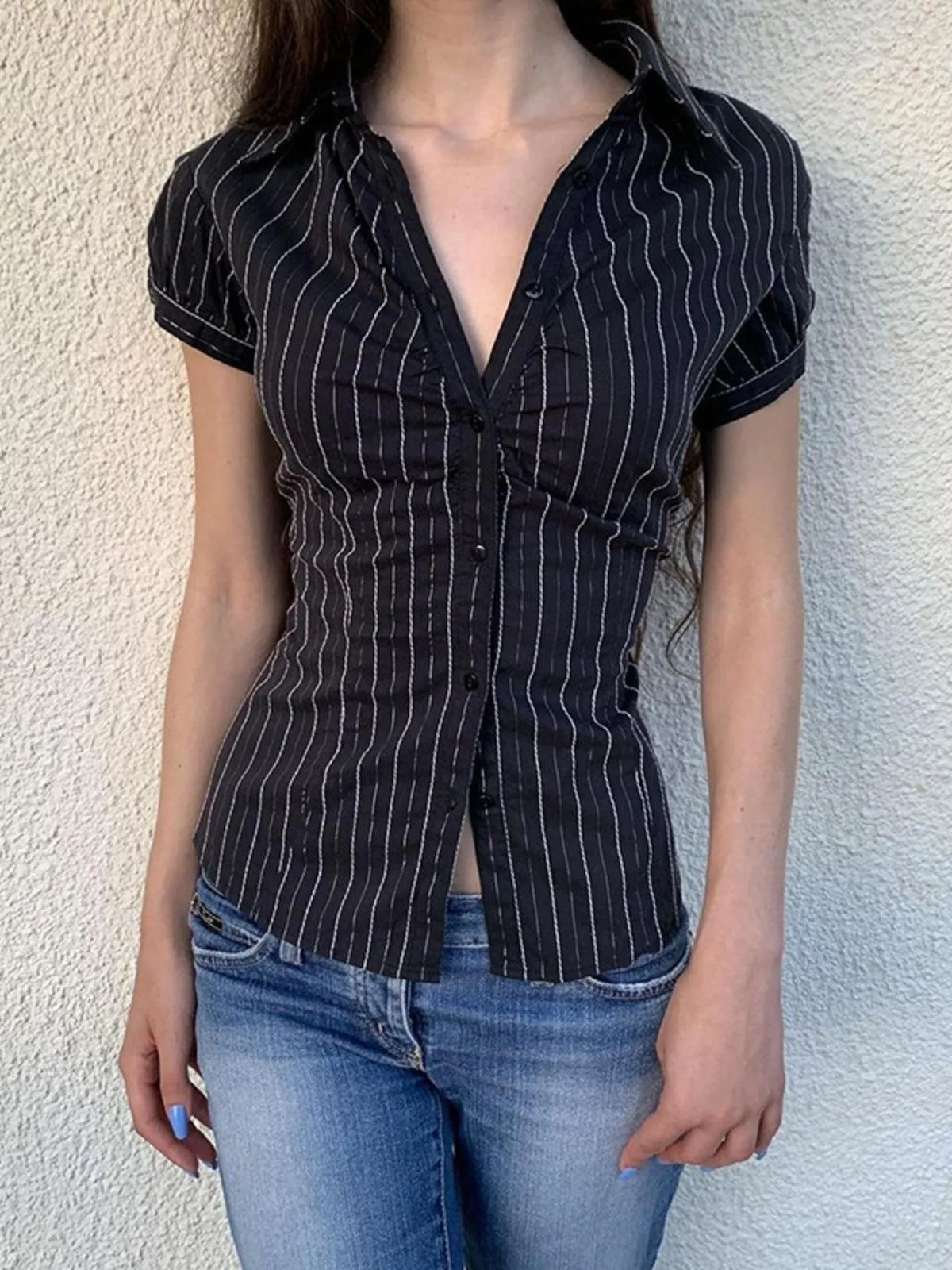 Striped Button-Down Collared Neck Shirt