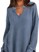 Slit Notched Long Sleeve T-Shirt
