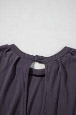 Knit Open Back Cap Sleeve Drawstring Romper