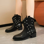 Studded Western Ankle Boots