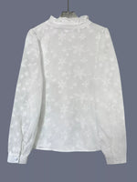 Floral Embroidered Ruffle Trim Blouse