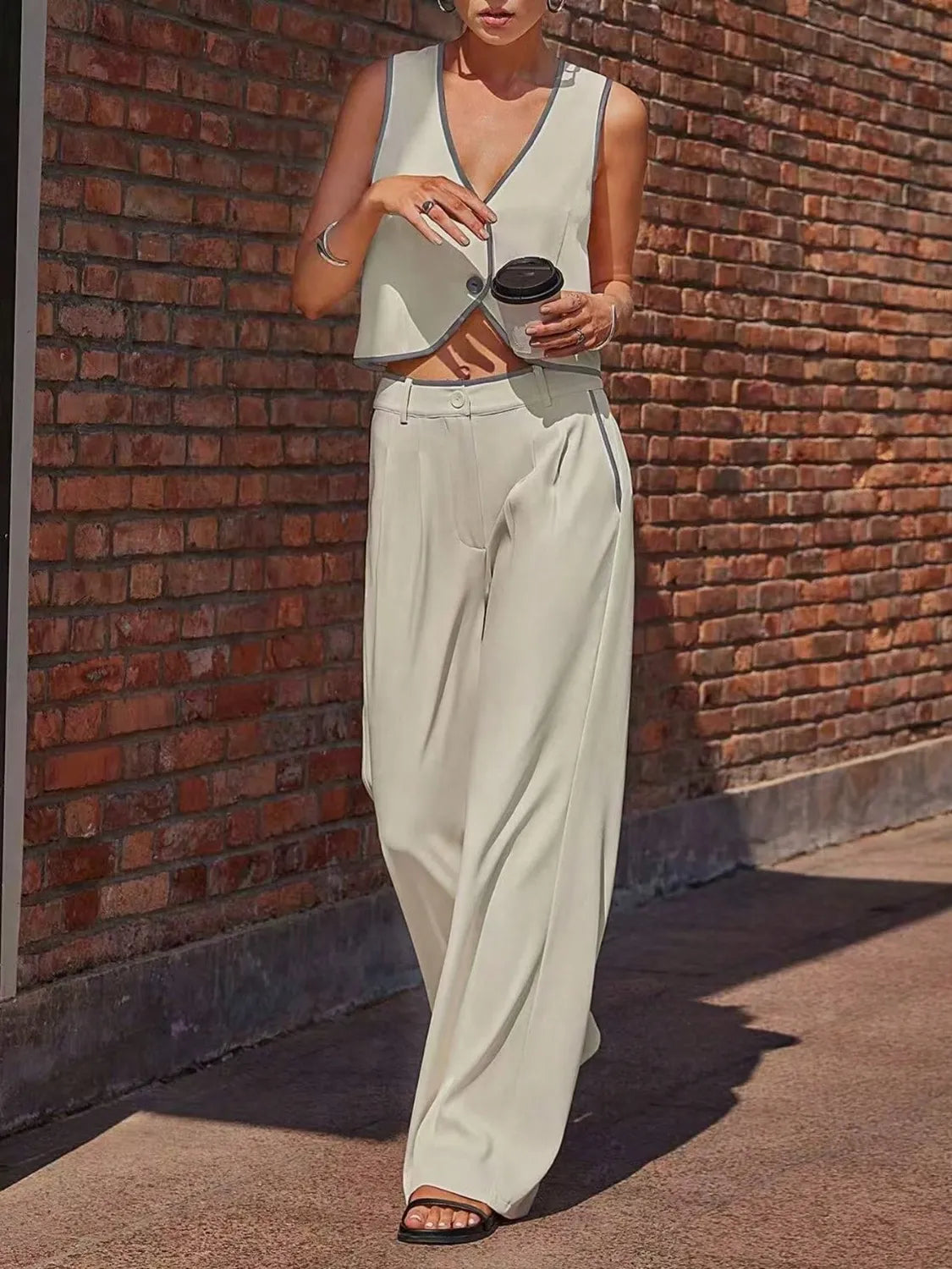 V-Neck Vest and Pants Set