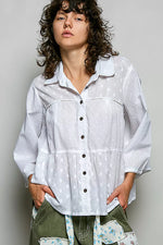 POL Tonal Dot Weave Textured Button Front Shirt