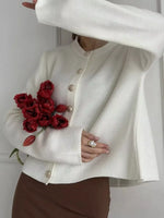 Crew-Neck Button Down Cardigan