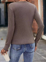 Ruched Surplice Long Sleeve T-Shirt