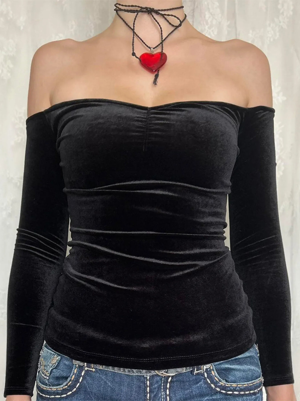Off-Shoulder Long Sleeve Top