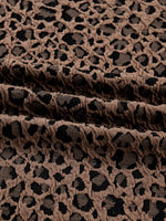 Ribbed Trim Leopard Print Long Sleeve Top