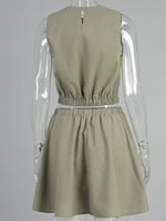 Round Neck Sleeveless Top and Skirt Set