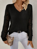 V-Neck Hollow-Out Sleeve Knit Sweater