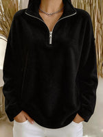 Full Size Quarter-Zip Fleece Sweatshirt Plus Size
