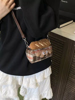 Plaid Pattern Plush Trim Crossbody Bag