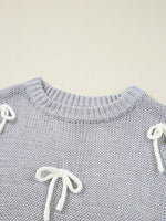 Bow Round Neck Short Sleeve Sweater