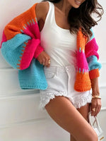 Color Block Drop Shoulder Cardigan