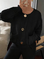 Button Up Dropped Shoulder Cardigan