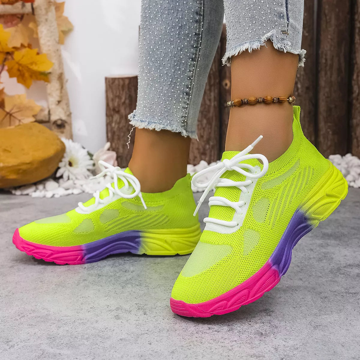 Lace Up Round Toe Sneakers