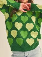 Heart Ribbed Hem Long Sleeve Sweater