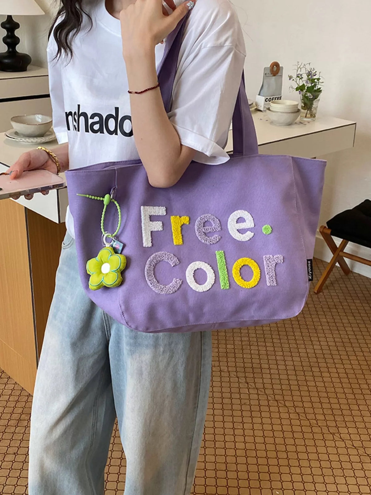 Letter Canvas Shoulder Bag