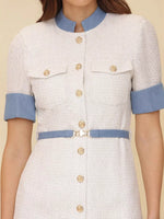 Contrast Button Front Mini Dress