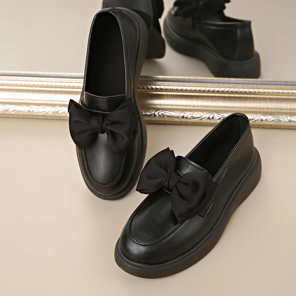 Bow Detail Platform Loafers