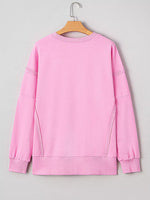 Sequin XOXO Letter Graphic Exposed Seam Baggy Sweatshirt