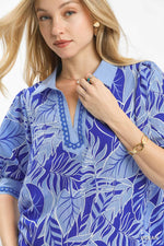 Umgee Tropical Print Puff Sleeve Blouse