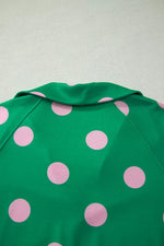 Polka Dot Print V Neck Tee Short Set