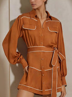 Button Front Long Sleeve Shirt Dress