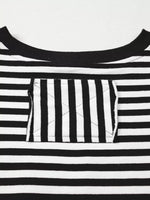 Stripe Exposed Seam Drop Shoulder Casual Pullover Top