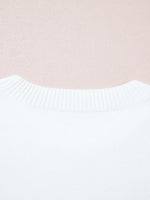 Letter Contrast Hem Round Neck Sweater