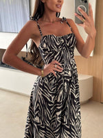 Striped Tie-Shoulder Midi Dress