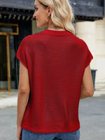 Exposed Seam Round Neck Short Sleeve Sweater