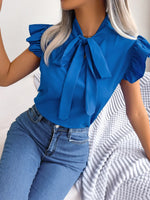 TieNeck Cap Sleeve Blouse