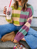 Stripe Drop Shoulder Ribbed Edge Sweater