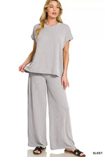 Zenana Raised Rib Relaxed Top & Pants Set