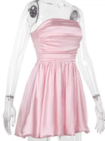 Strapless Ruched Mini Bubble Dress