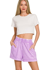 Zenana Acid Washed Oversized Top & Shorts Set