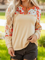 Floral Plaid Patchwork Casual Top