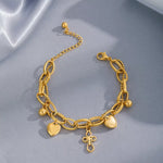 Cross and Heart Charm Bracelet