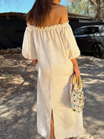 Frill Printed Off-Shoulder Dress