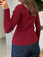 Ribbed Button-Front Long Sleeve Cardigan