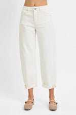 RISEN Full Size High Rise Barrel Cropped Jeans Plus Size
