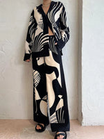 Printed Long Sleeve Shirt and Pants Set