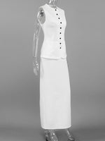 Button Up Vest and Maxi Skirt Set